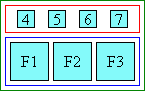 Diagram of glyph layout in auto aligned ruby when ruby text is shorter than base