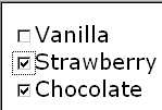 checkboxes, Vanilla, Strawberry, and                                                                                                                                                    Chocolate; Strawberry and Chocolate                                                                                                                                                    selected