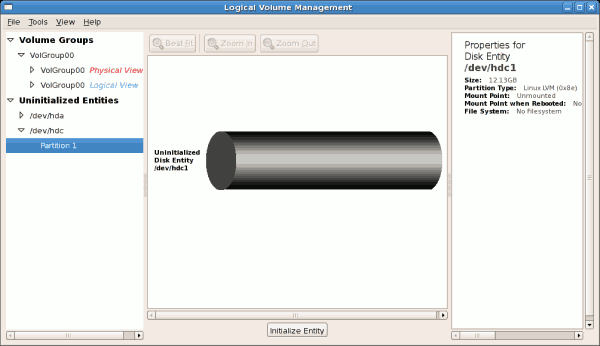 Uninitialized hard disk